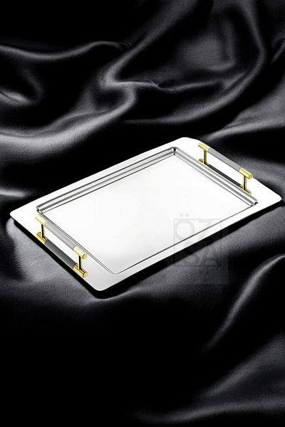ÖzSa Home Tiamo Ela Premium - 18/10 Stainless Steel with Handles Promise Engagement Service and Tea Tray