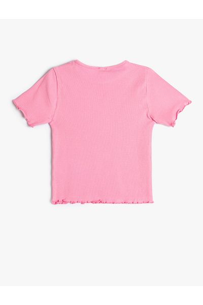 Koton Tricou de bază, cu mânecă scurtă, decolteu, bumbac cu nervuri