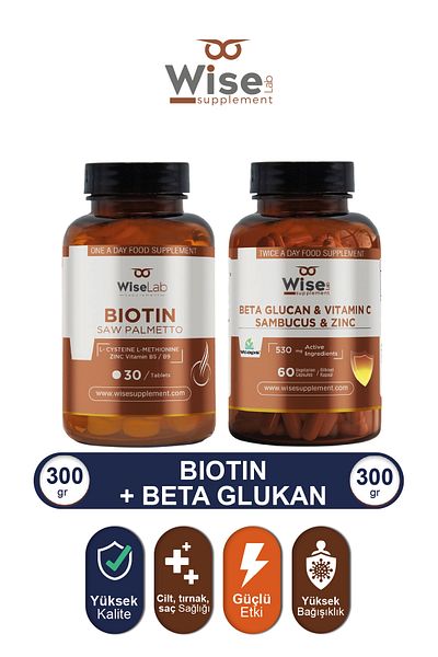 WiseLab Beta Glukan 530mg 60 Capsules + Biotin 2500mcg 30 Capsules