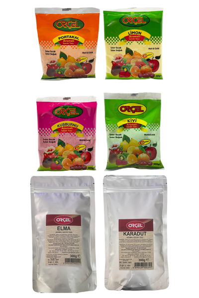 ORÇEL Karadut +Elma +Kivi +Limon +Portakal + Kuşburnu Toz içecek Seti Oralet Karışık Paket 6x300gr.