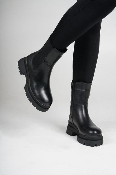 Gusse Women's Black Sheepskin Genuine Leather Boots 232375