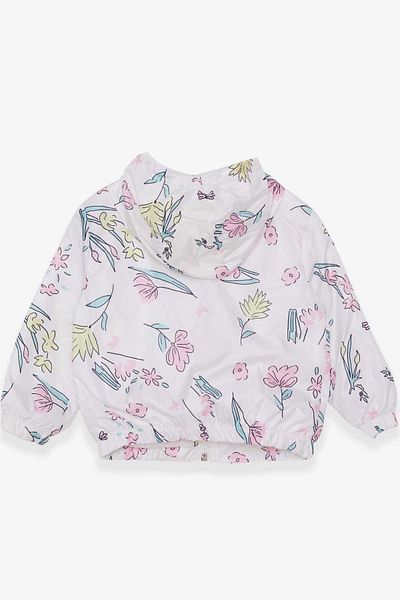 Breeze White Floral Patterned Raincoat for 1-6 Years Old Girls