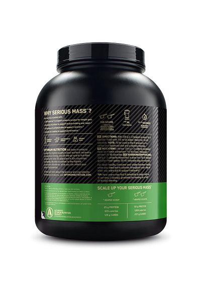 Optimum Nutrition Serious Mass بنكهة الفراولة 2.73 كجم 8 خدمات لتخفيف الوزن ودعم عالي السعرات الحرارية لبناء العضلات