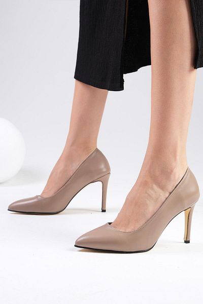 Mio Gusto Elora Genuine Leather Skin Color Women's Stiletto Shoes