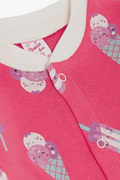 Breeze Baby Girl Romper with Ice Cream Pattern 0-6 Months, Fuchsia