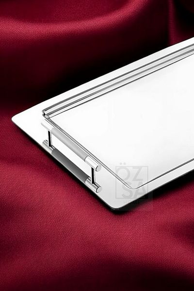 ÖzSa Home Tiamo Ela Premium - 18/10 Stainless Steel with Handles Promise Engagement Service and Tea Tray