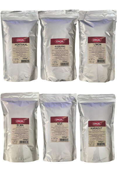 ORÇEL Portakal +Limon +Kuşburnu +Kivi +Elma +Karadut Aromalı içecek Tozu Oralet 6x1 kg