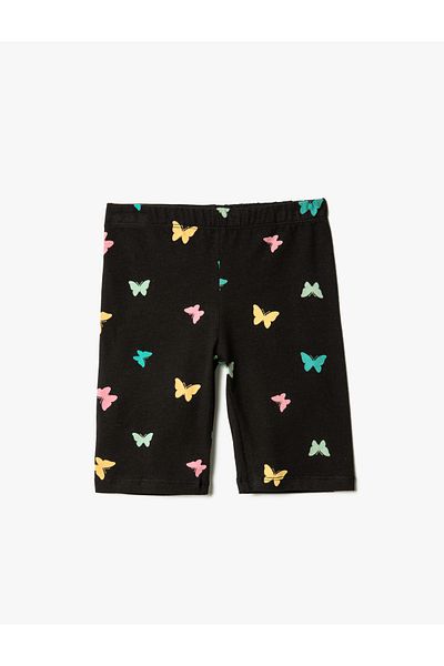 Koton Short Leggings Butterfly Printed Cotton with Elastic Waist