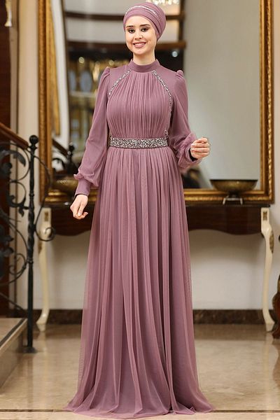 Modest Dried Rose Legendary Evening Dress - Sef3512