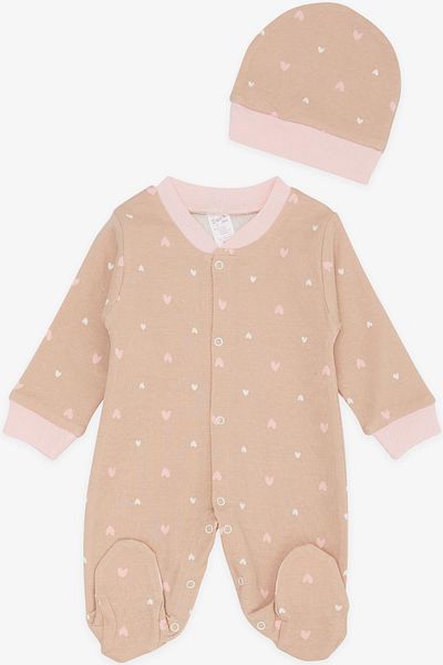 Breeze Baby Girl Booties Jumpsuit Colorful Star Pattern 0-3 Months-6 Months, Light Brown