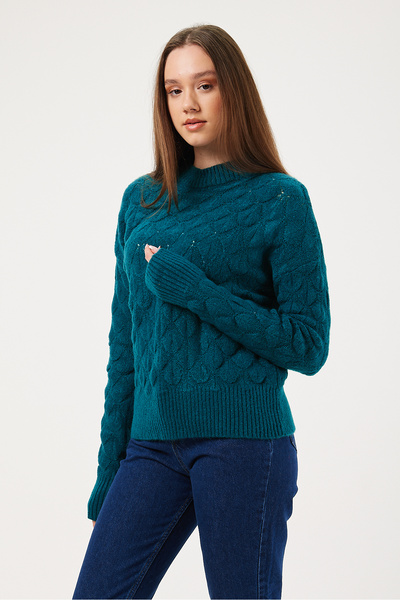 POODLE Women's Knit Detailed Woven Sweater