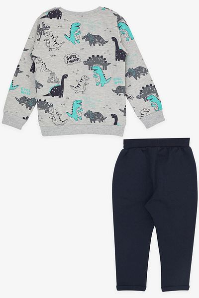 Breeze Baby Boy Tracksuit Set, Cheerful Animals Patterned, 9 Months-3 Years, Gray Melange