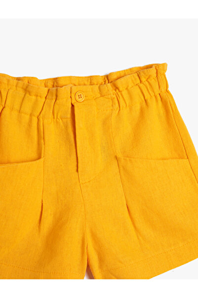 Koton Keten Şort Beli Lastikli Cepli