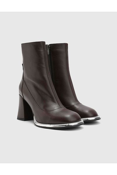İLVİ Japie Genuine Leather Women's Brown Heeled Boots