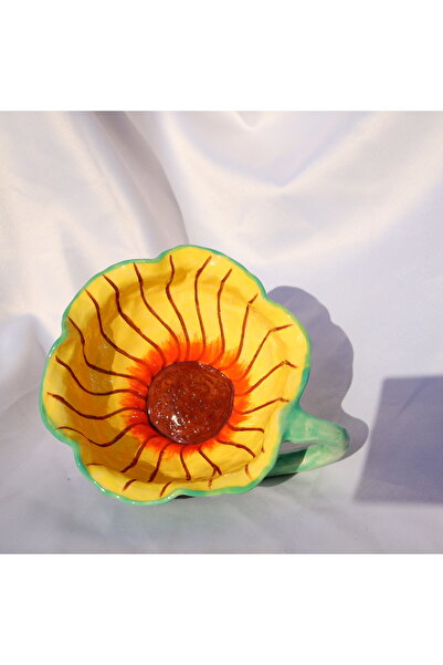 Lily & Loly Ceramics Lily Serisi “surprise Flower” Tekli Kupa-yeşil Çiçek Kupa -el Yapımı Seramik Mug 120ml