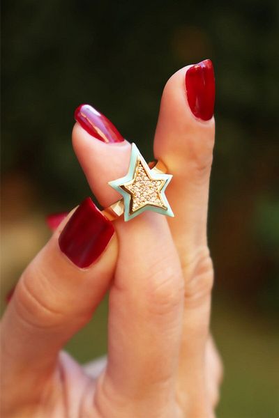 Sose Moda Green Star Stone Design Ring