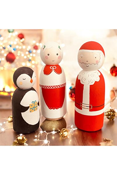 pinaart مجسمات خشبية لعيد الميلاد - لعبة تصميم خاص للعام الجديد، دمية ربط، وو...