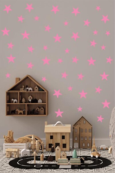 hediyepostası Yıldız Duvar Sticker 3-4-5cm 100 Adet Pembe Minimalist Duvar Mo...