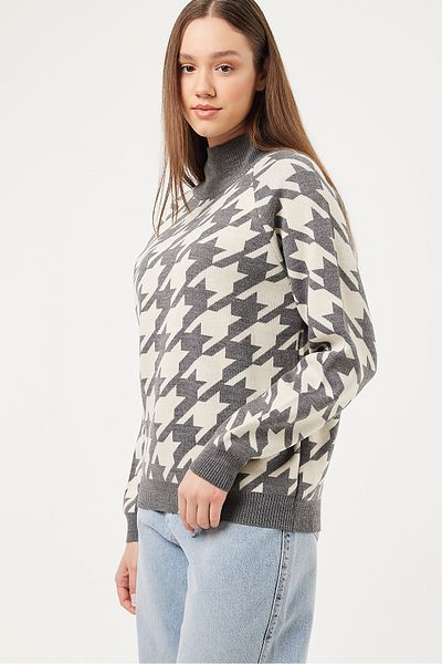 POODLE Women's Half Turtleneck Woven Sweater