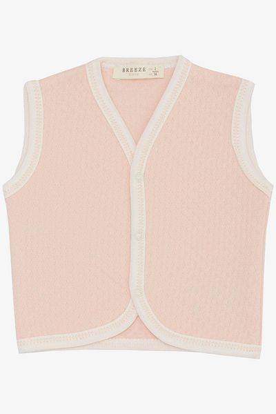 Breeze Baby Girl Vest with Snap Fasteners Patterned 0-9 Months, Salmon
