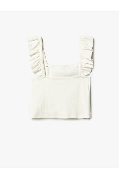 Koton Athlete Strap Rüschen Quadrat Kragen Strukturiert