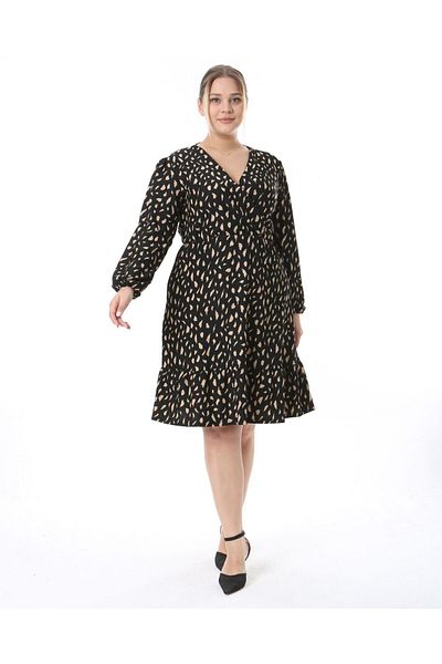 Butik Nilyam Γυναικείο μακρυμάνικο φόρεμα με διπλό στήθος 22015