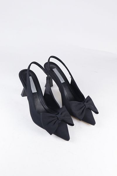NiceDiffer Rochie de seara de dama cu fundita neagra - pantofi cu toc