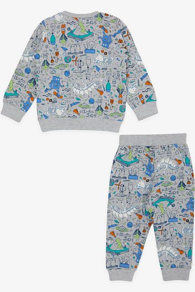 Breeze Baby Boy Tracksuit Set, Printed Patterned, 6 Months-2 Years, Gray