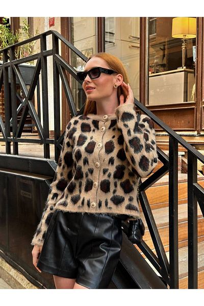 JOY İN JOY Jachetă scurtă leopard cu panglică
