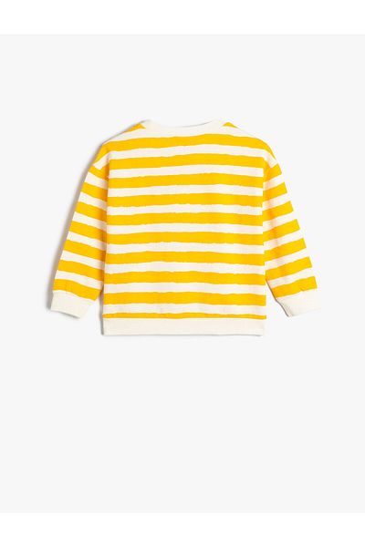 Koton Striped Sweatshirt Lion Graphic Printed Long Sleeve Crew Neck