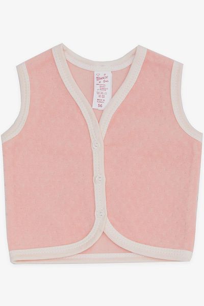 Breeze Baby Girl Velvet Vest Buttoned 0-3 Months-9 Months, Salmon