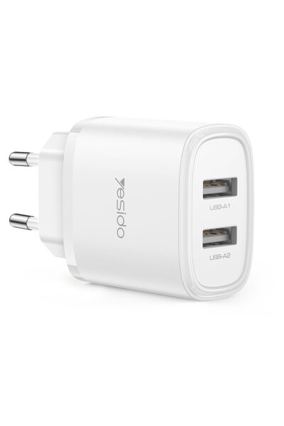 Yesido YC72 2 Adet 12W USB Çıkışlı Hızlı Şarj Cihazı - Beyaz