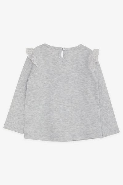 Breeze Baby Girl Long Sleeve T-Shirt Dancer Girl Printed Laced 9 Months-3 Years, Light Gray Melange
