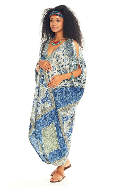 Los banditos Χαλαρό φόρεμα εγκυμοσύνης με λεπτομέρεια ώμου με λαιμό σκάφος