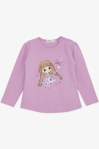 Breeze Girl's Long Sleeve T-Shirt Flower Girl Printed 1-4 Years, Purple