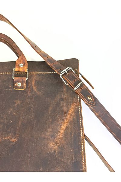 Rse Leather Goods حقيبة كمبيوتر محمول من الجلد الطبيعي بتصميم عتيق - صناعة يدوية بالكامل