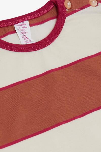 Breeze Baby Girl Long Sleeve T-Shirt Striped Placket 9 Months-3 Years, Mixed Color