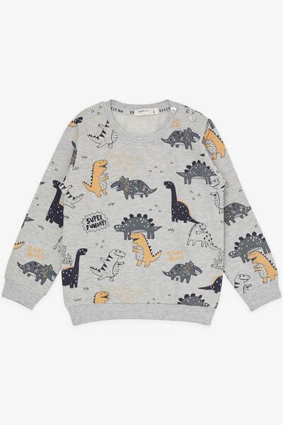 Breeze Baby Boy Tracksuit Set - Cheerful Animals Patterned, 9 Months-3 Years, Gray Melange