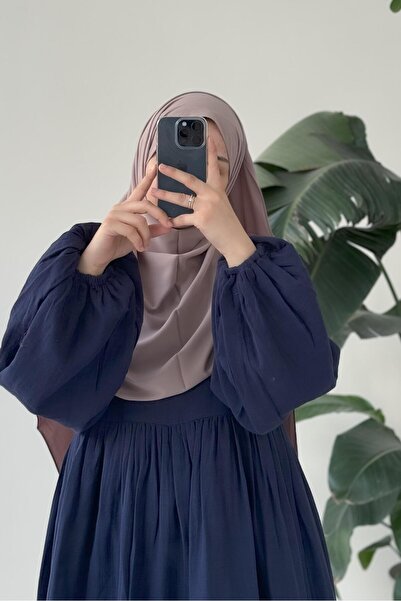 ANDE Classic Müslin Elbise- Lacivert