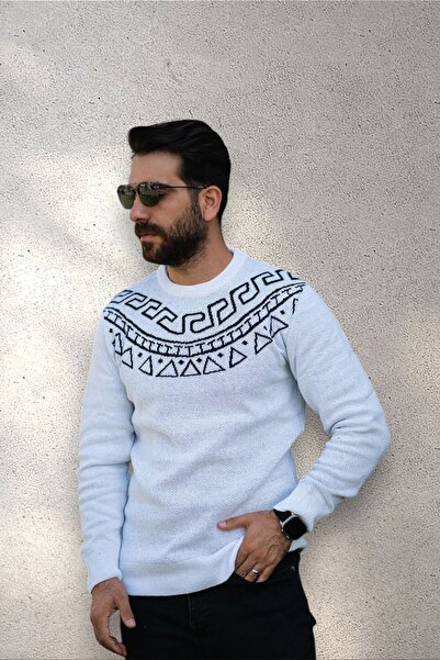 BİRBEYSTORE Чоловічий трикотажний светр із спартанським візерунком