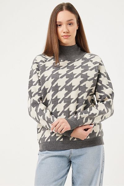 POODLE Women's Half Turtleneck Woven Sweater