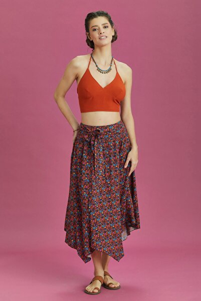 Los banditos Помаранчева спідниця-кльош з поясом на талії