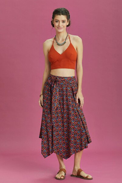 Los banditos Помаранчева спідниця-кльош з поясом на талії