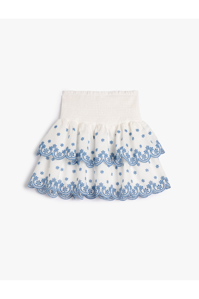 Koton Φούστα με κέντημα φιστό, ψηλόμεση, βαμβακερή