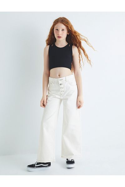 Koton Jeans Button Detailed Cotton - Wide Leg Jean