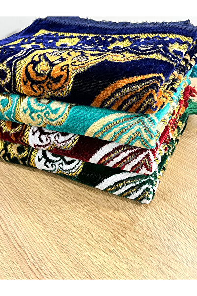 AYHANHOME Velvet Patterned Fringed Gift Package 4 Pieces Spinger Prayer Rug Set