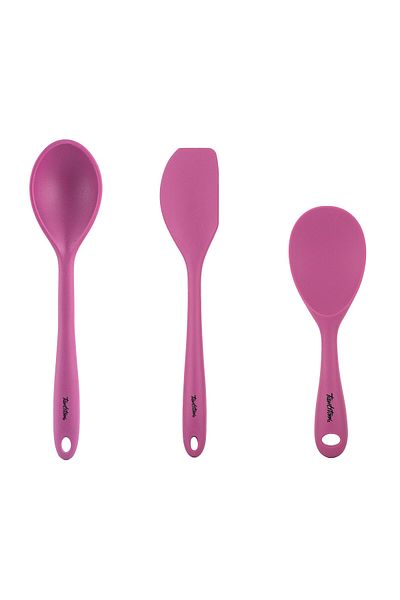 Tantitoni 024-06-Cerry Colored Silicone 3-Piece Large Spoon, Pilav Spoon and Spatula Set