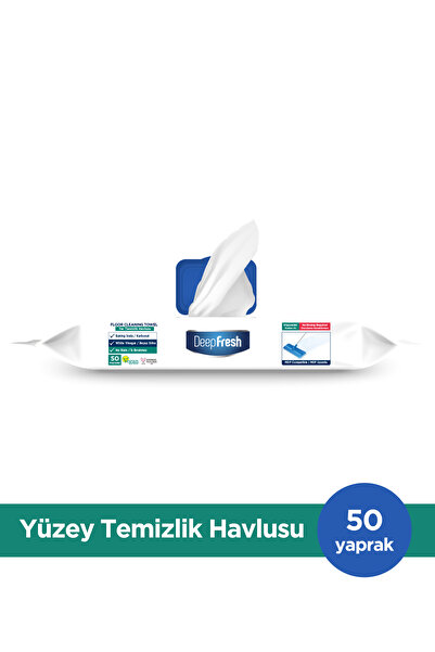Deep Fresh İz Bırakmaz Mop Uyumlu Yer Temizleme Havlusu 50 Yaprak | Beyaz Sabun Kokulu | Karbonat, Beyaz Sirke