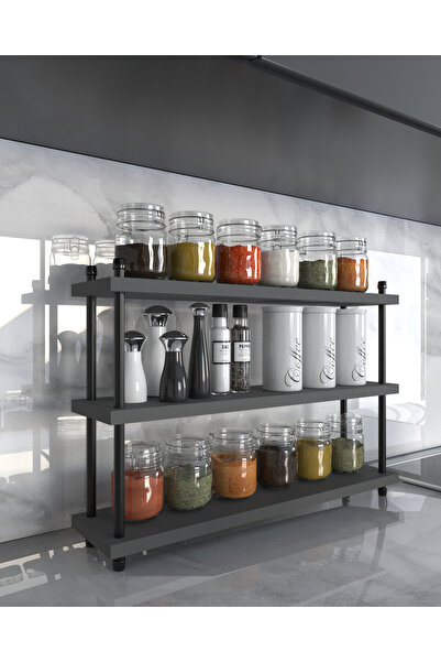 AYMOBSAN İnci Baharatlık, Mutfak Rafı, Çok Amaçlı Raf, 3 Katlı , Metal Ayaklı...