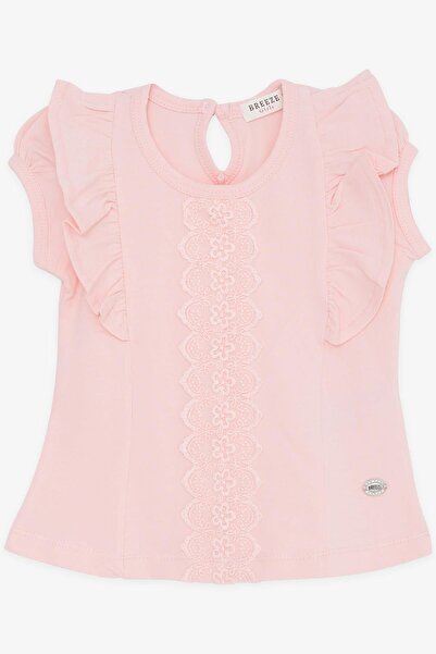 Breeze تي شيرت للفتيات الصغيرات مكشكش ومطرز بأربطة من عمر 6 أشهر إلى سنتين، س...